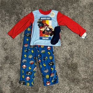 Mario Kart Boys Pajama Set with Cozy Socks NWT